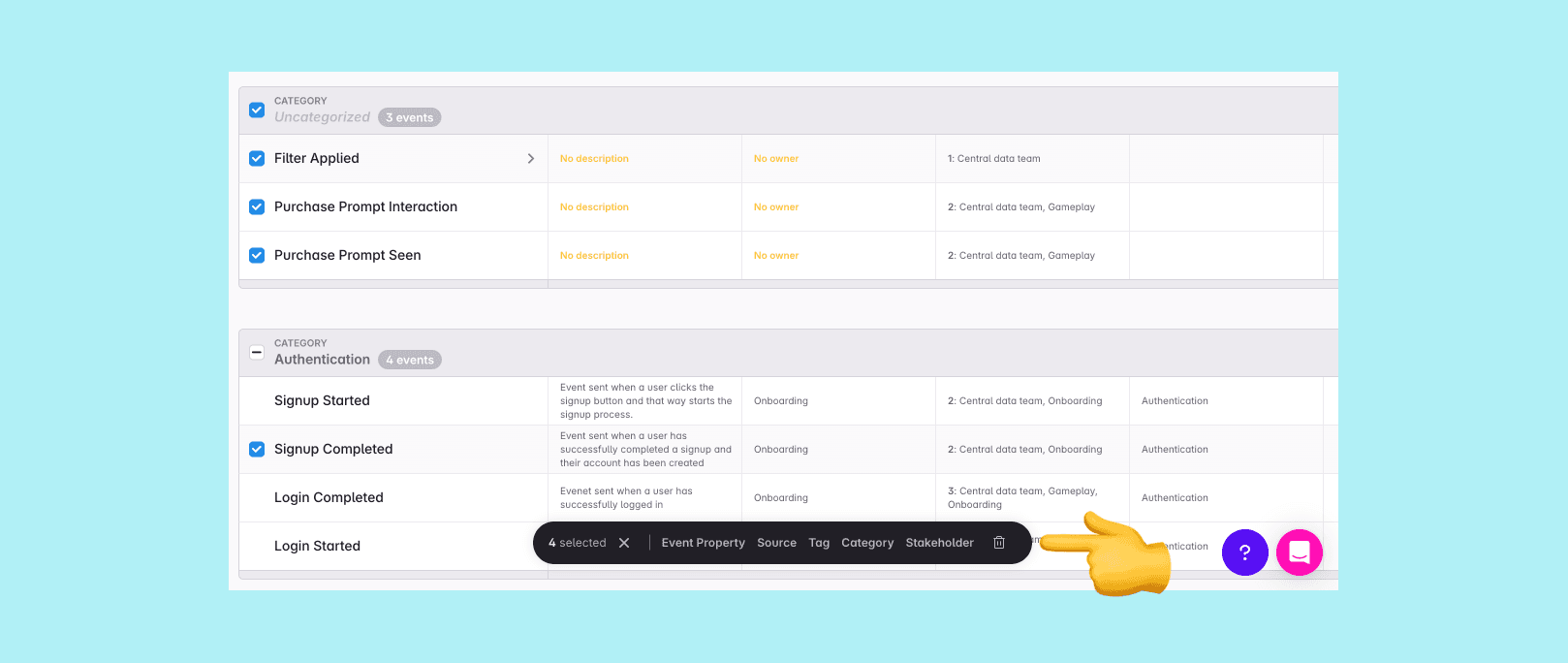 Bulk editing actions